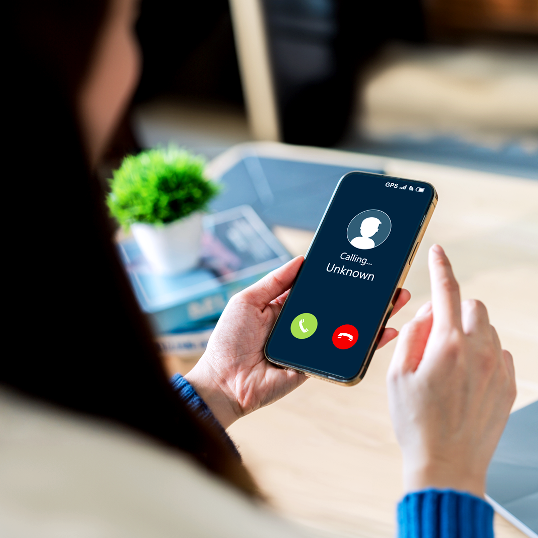 Cell phone with unknown caller displayed